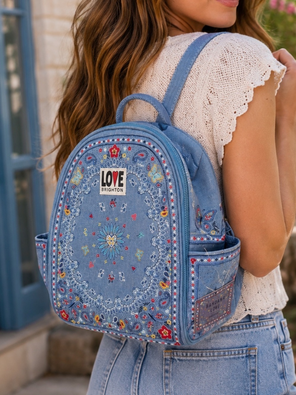 Brighton Bandana Love Mini Backpack Chambray Blue NWT Britney Drumheller